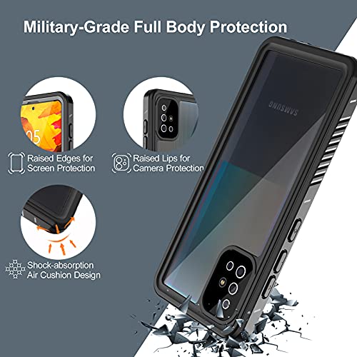 Oterkin for Samsung Galaxy A51 5G Case，A51 5G Waterproof Case with Built-in-Screen Protector Full-Body 360°Rugged Shockproof IP68 Waterproof Case for Galaxy A51 Case （Not for 4G Version） Black