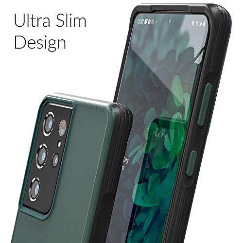 Crave Slim Guard for Galaxy S21 Ultra Case, Shockproof Case for Samsung Galaxy S21 Ultra, S21 Ultra 5G (6.8 inch) - Forest Green