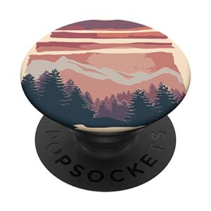 retro landscape mountain trees sunset popsockets swappable popgrip