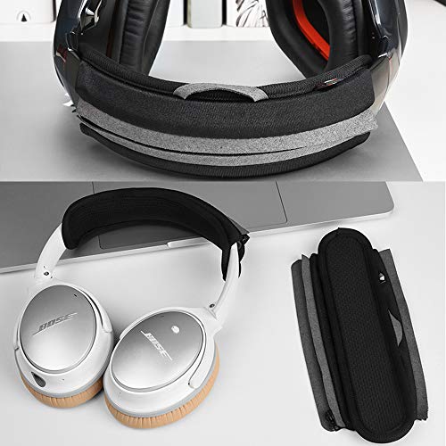 Headphone Headband Cover Compatible with Sony WH-1000XM4/XM3, QC35, AKG, Sennheiser, JBL, ATH, Headband Protector with Zipper Cushion and Hanger (Gray)