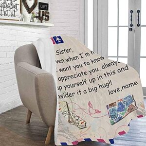 InterestPrint Personalized Long Distance Blanket, Flannel Throw Blanket for Sister, Custom Any Relationship or Name, Ultra-Soft Blanket for Couch Bedroom Home Decor, 30x40-60x80 Inch