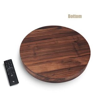 MAGIGO 16 Inches Extra Large Round Black Walnut Wood Ottoman Tray with Handles, Serve Tea, Coffee or Breakfast in Bed, Classic Circular Wooden Decorative Serving Tray