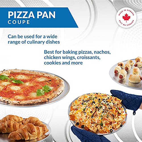 Norjac Pizza Pan 12 inch, 6 PACK Baking Tray Coupe Solid Style, Pure Food-Grade Aluminum, Made in Canada, Rust Free