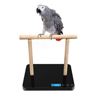 digital pet bird scale, parrot training weight scale with perch, 0.05 ounce accuracy,70 ounce capacity, easy clean black glass platform suitable for parrot and macaws