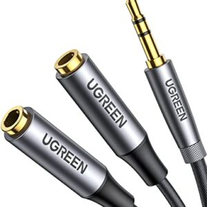 UGREEN Headphone Splitter 3.5mm Aux Splitter 2 Female to 1 Male Audio Y Splitter Stereo Dual Headphone Adapter Compatible with MacBook iPad PC Tablet Laptop TV Phone PS4 Speaker