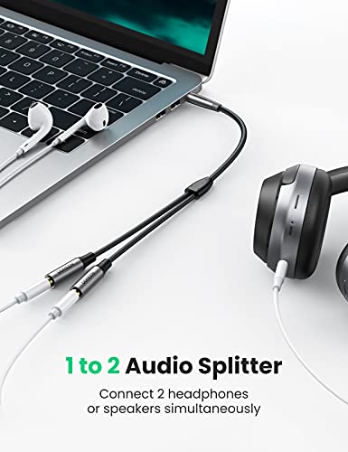 UGREEN Headphone Splitter 3.5mm Aux Splitter 2 Female to 1 Male Audio Y Splitter Stereo Dual Headphone Adapter Compatible with MacBook iPad PC Tablet Laptop TV Phone PS4 Speaker