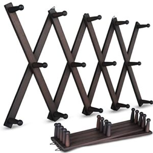 stylo grey wall hangers x shaped 37 x 16 inches with 14 wooden pegs (2 inches long) - hat racks for baseball caps, purse hanger accordian wall hanger wood for hats, caps, mugs, coat hangers for wall
