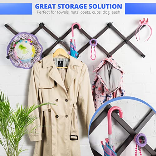 Stylo Grey Wall Hangers X Shaped 37 x 16 Inches with 14 Wooden Pegs (2 Inches Long) - Hat Racks for Baseball Caps, Purse Hanger Accordian Wall Hanger Wood for Hats, Caps, Mugs, Coat Hangers for Wall