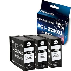 easyprint (3 pack) compatible ink cartridge replacement for canon pgi-2200 2200xl pgi2200xl maxify mb5320 mb5120 mb5420 mb5020 ib4120 ib4020 (3x black, high yield)