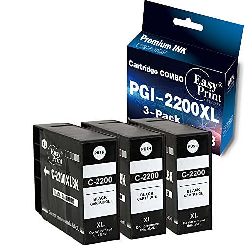 EASYPRINT (3 Pack) Compatible Ink Cartridge Replacement for Canon PGI-2200 2200XL PGI2200XL Maxify MB5320 MB5120 MB5420 MB5020 iB4120 iB4020 (3X Black, High Yield)