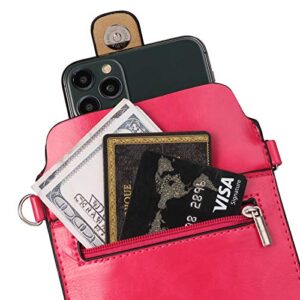 BXQ Touch Screen Crossbody Wallet Purse Compatible for iPhone 14 Pro Max/Pixel 7 Pro/Motorola Edge 30 Pro/G Power (Pink)