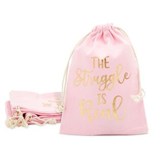 sparkle and bash pink drawstring hangover kit gift bags for bachelorette party favors (5 x 7 in, 12 pack)