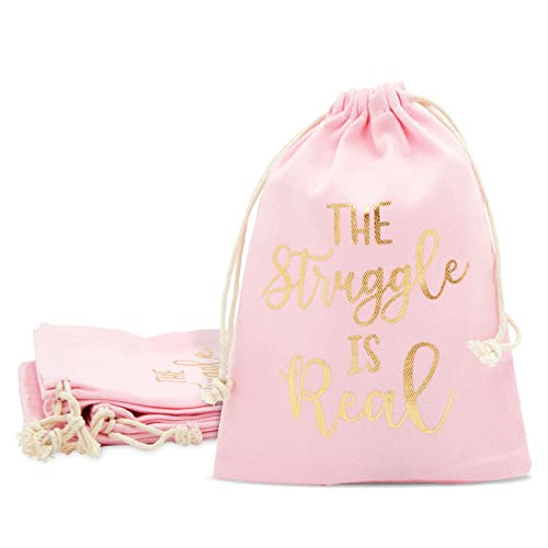 Sparkle and Bash Pink Drawstring Hangover Kit Gift Bags for Bachelorette Party Favors (5 x 7 In, 12 Pack)