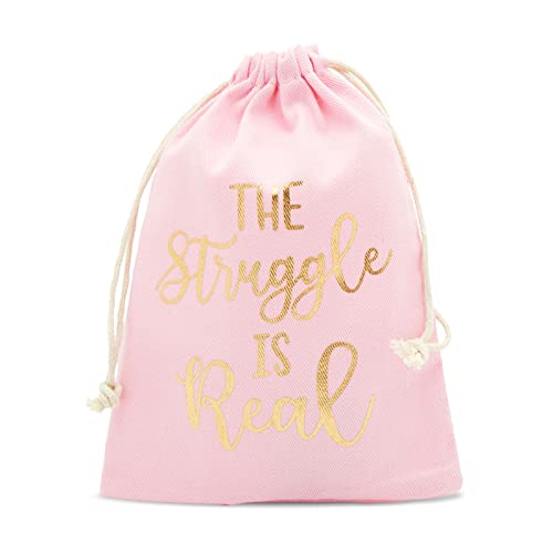 Sparkle and Bash Pink Drawstring Hangover Kit Gift Bags for Bachelorette Party Favors (5 x 7 In, 12 Pack)