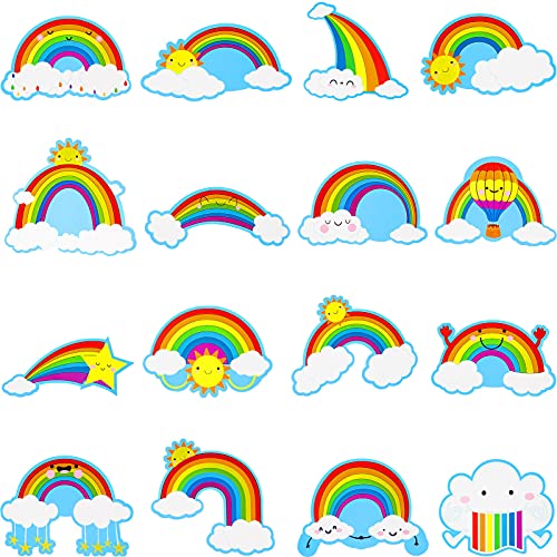 64 Pieces Rainbows Cut-Outs Sun Cloud Paper Cut Bulletin Board Decorations Cut-Outs Paper Cut for Desks Door Displays Home School Classroom Decoration Birthday Party