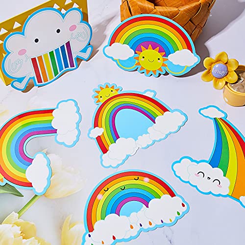 64 Pieces Rainbows Cut-Outs Sun Cloud Paper Cut Bulletin Board Decorations Cut-Outs Paper Cut for Desks Door Displays Home School Classroom Decoration Birthday Party