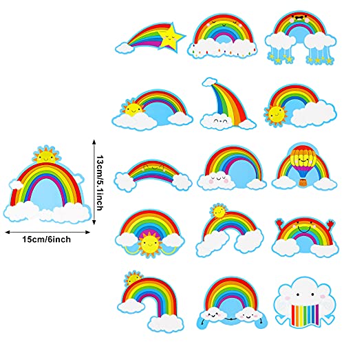 64 Pieces Rainbows Cut-Outs Sun Cloud Paper Cut Bulletin Board Decorations Cut-Outs Paper Cut for Desks Door Displays Home School Classroom Decoration Birthday Party