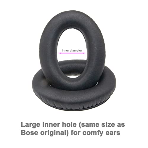 Stitched-Seam Durable QC35 Earpads QC35ii QC25 QC15 Soft Protein Leather Ear Pads Replacement Cushions for Bose QC 35 II QC2 AE2 AE2i AE2w SoundLink SoundTrue 35ii 25 15 2 AE QuietComfort Black