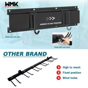 WMK Garage Tool Organizer Wall Mount, 11 PCS Garden Tool Rack with 8 Adjustable Heavy Duty Storage Hooks, Aluminum Tool Storage Racks 48 Inch, Max Load to 280lbs