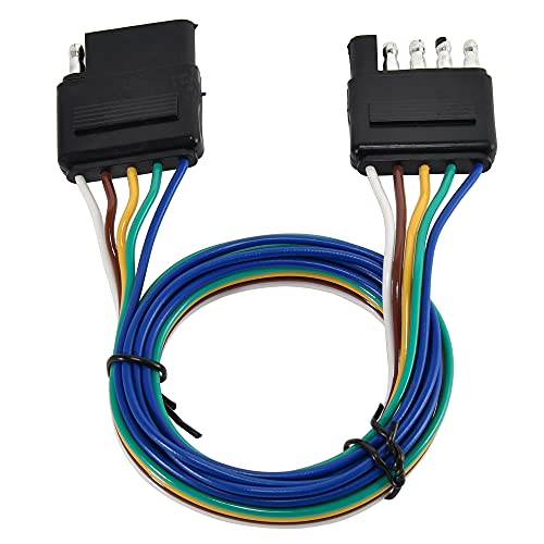 Oyviny 5 Way Flat Trailer Wire Extension 48 inch, Vehicle-Side and Trailer-Side 5-Pin Flat Wiring Harness 18 Guage Male and Female Trailer Wire Connector