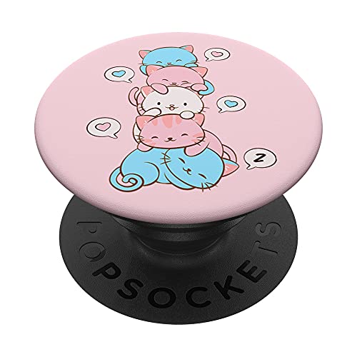 Trans Pride Flag Kawaii Cat Cute Transgender PopSockets Swappable PopGrip