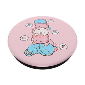 Trans Pride Flag Kawaii Cat Cute Transgender PopSockets Swappable PopGrip