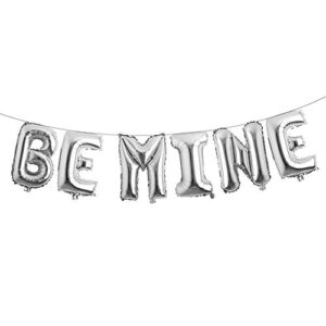 be mine valentine banner decoration balloon for galentines day bubbly bar bridal shower wedding bridal shower marry me bachelo party supplies (be mine silver)