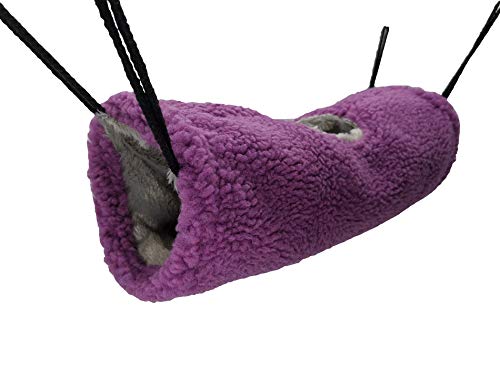 PAWSINSIDE Small Animal Hanging Tunnel Fleece Bunkbed Hammock for Ferret Rat Sugar Glider Squirrel (Tube, Purple)