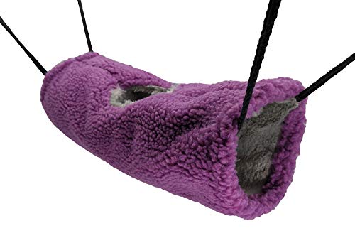 PAWSINSIDE Small Animal Hanging Tunnel Fleece Bunkbed Hammock for Ferret Rat Sugar Glider Squirrel (Tube, Purple)