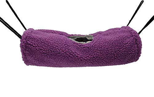 PAWSINSIDE Small Animal Hanging Tunnel Fleece Bunkbed Hammock for Ferret Rat Sugar Glider Squirrel (Tube, Purple)