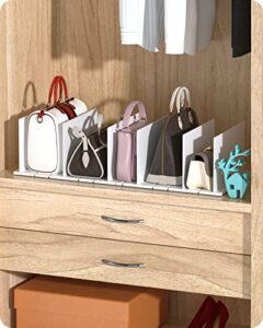baffect adjustable shelf dividers, plastic purse shelf separators, improved handbag organizers for closet (set of 2, white)