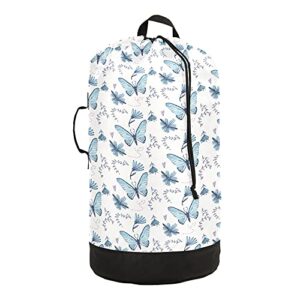 jumbear butterfly laundry backpack with shoulder straps multifunctional clothes hamper laundry bag with drawstring closure for college, travel, laundromat, apartment