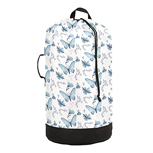 JUMBEAR Butterfly Laundry Backpack with Shoulder Straps Multifunctional Clothes Hamper Laundry Bag with Drawstring Closure for College, Travel, Laundromat, Apartment