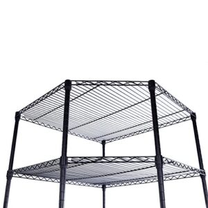 lapday 6 Tiers Corner Shelf, Adjustable Metal Free Standing Wire Shelving Unit Corner Storage Rack with Wheels for Living Room, Bathroom, Kitchen, 27" L x 27" W x 71" H (Black)