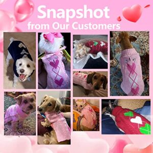 KYEESE Valentine's Day Dog Sweaters for Small Dogs Turtleneck Grey Doggie Sweater with Leash Hole Knit Pullover Cat Sweaters