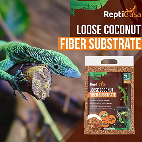 ReptiCasa Loose Coconut Substrate Husk Fibers, 16 Quarts Bag, Clean Natural Terrarium Bedding for Reptiles, Amphibians, or Invertebrates, Waste, Liquid and Odor Absorbent