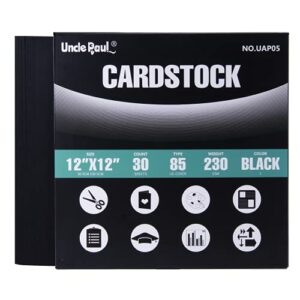 black cardstock - 12’’ x 12’’ 85lb cover card stock paper perfect for scrapbooking, crafts, business cards 30 sheets 230g uap05bk
