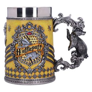 nemesis now harry potter hufflepuff hogwarts house collectible tankard, 1 count (pack of 1), yellow silver