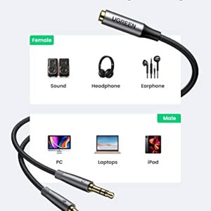 UGREEN Headphone Splitter Adapter 3.5mm 2 Male to Female Smartphone Headset Cable Mic and Speaker Combo to PC Audio Splitter Compatible with Separate Mic and Audio Ports Computer Laptop