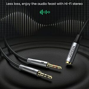 UGREEN Headphone Splitter Adapter 3.5mm 2 Male to Female Smartphone Headset Cable Mic and Speaker Combo to PC Audio Splitter Compatible with Separate Mic and Audio Ports Computer Laptop