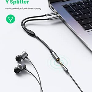 UGREEN Headphone Splitter Adapter 3.5mm 2 Male to Female Smartphone Headset Cable Mic and Speaker Combo to PC Audio Splitter Compatible with Separate Mic and Audio Ports Computer Laptop