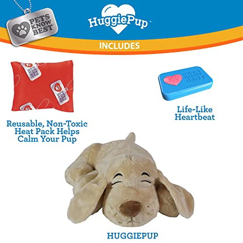 Pets Know Best HuggiePup Cuddly Puppy Behavioral Aid Toy, Great for Crate Training- Pulsing Heartbeat, Heating Pack- Golden Dog