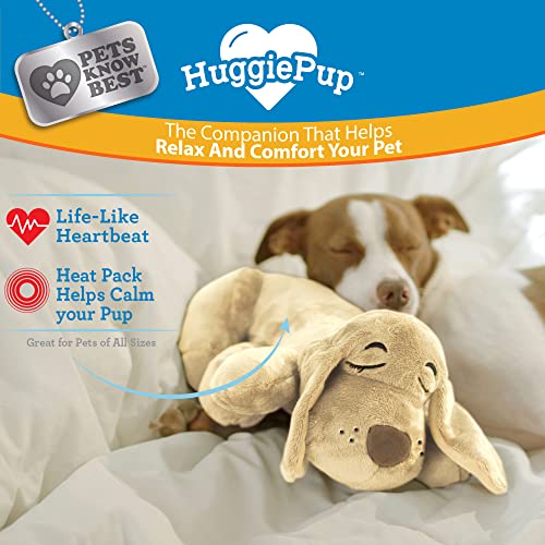 Pets Know Best HuggiePup Cuddly Puppy Behavioral Aid Toy, Great for Crate Training- Pulsing Heartbeat, Heating Pack- Golden Dog