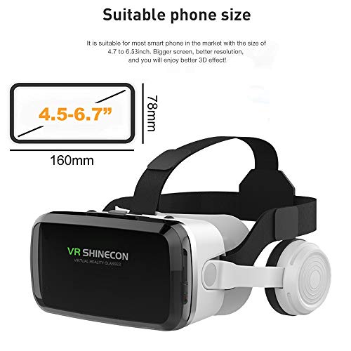 Shinecon VR Headset, VR 3D Virtual Reality Headset for Movies and Games VR Glasses Goggles Compatible with Phone & Android, 2K Anti-Blue Lenses, Adjustable Pupil & Object Distance