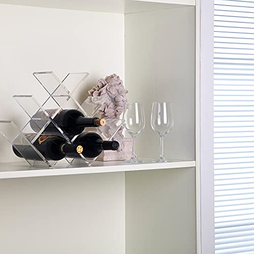 Jetec 8-Bottle Clear Acrylic Wine Rack Butterfly Elegant Acrylic Wine Rack for Home Kitchen Restaurant, Storing 8 Bottles Wines