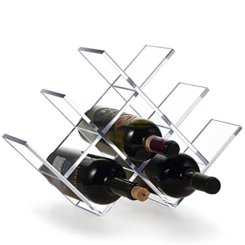 Jetec 8-Bottle Clear Acrylic Wine Rack Butterfly Elegant Acrylic Wine Rack for Home Kitchen Restaurant, Storing 8 Bottles Wines