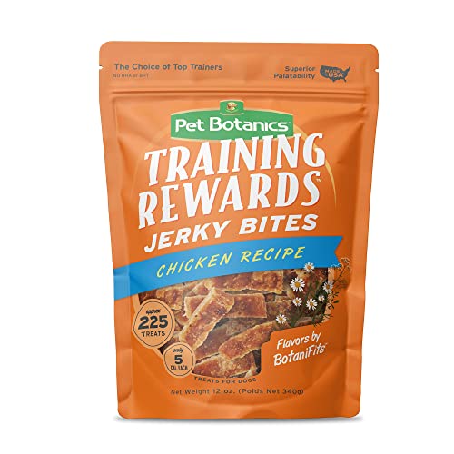 Pet Botanics High Protein Jerky Bites Training Rewards, Low Calorie Dog Treats Made in The USA, Chicken Recipe 12 Oz.