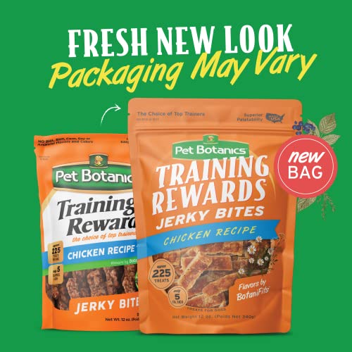 Pet Botanics High Protein Jerky Bites Training Rewards, Low Calorie Dog Treats Made in The USA, Chicken Recipe 12 Oz.