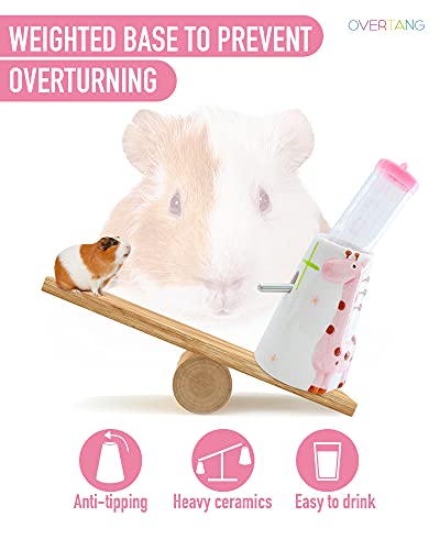 Guinea Pig Water Bottle, Small Animal Water Bottle No Drip, OVERTANG 2 in 1 125ml Rodent Pet Water Bottle No Drip for Cage Hanging Water Feeding Bottles Auto Dispenser for Hamster Guinea Pig Rabbit