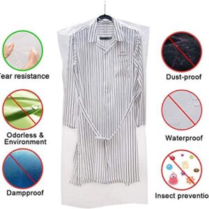 Voilamart 100 Pack Garment Bags, 47 Inch Dry Cleaning Laundrette Bag, Transparent Plastic Garment Bags, Dustproof Polythene Garment Clothes Cover for Dry Cleaner, Home Storage Closet, Travel